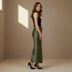 Dark Green Satin Skirt