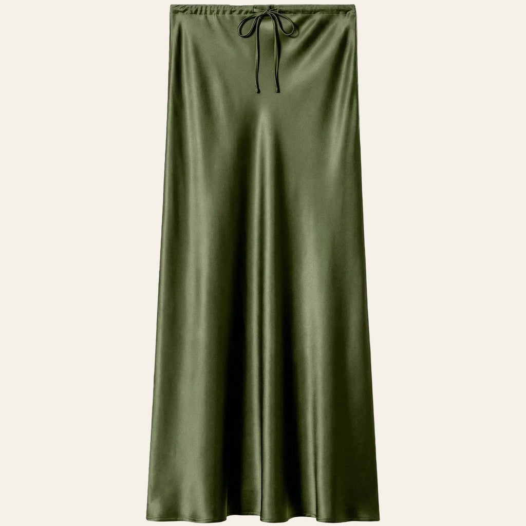 Dark Green Satin Skirt