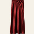 Dark Red Satin Skirt