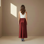 Dark Red Satin Skirt
