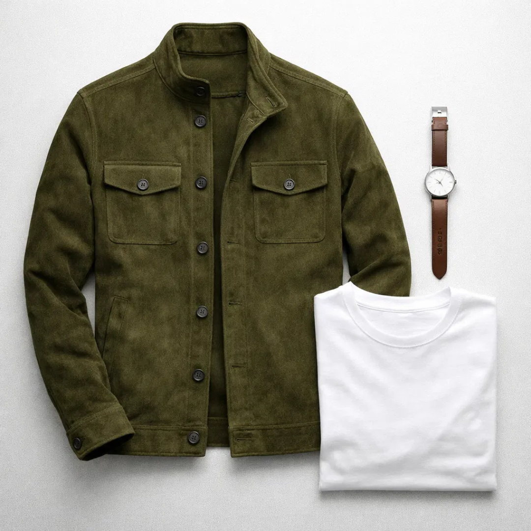 Classic Suede Pocket Jacket for Men | Casual Wear | Versatile Design