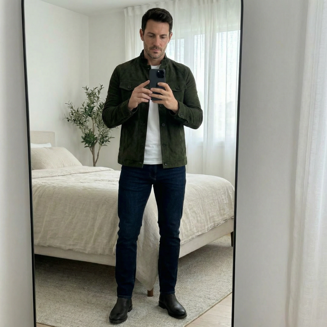 Classic Suede Pocket Jacket for Men | Casual Wear | Versatile Design