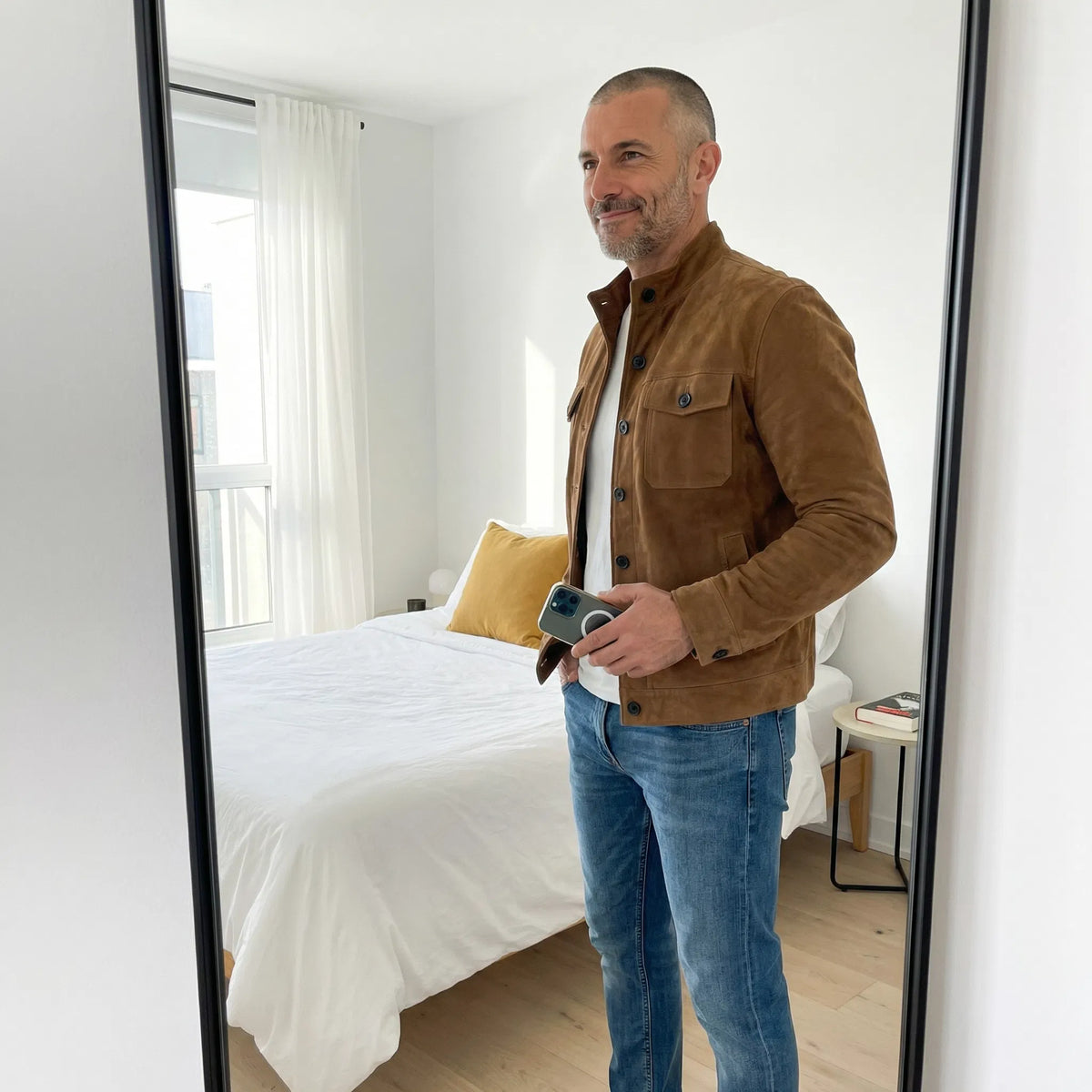 Classic Suede Pocket Jacket for Men | Casual Wear | Versatile Design