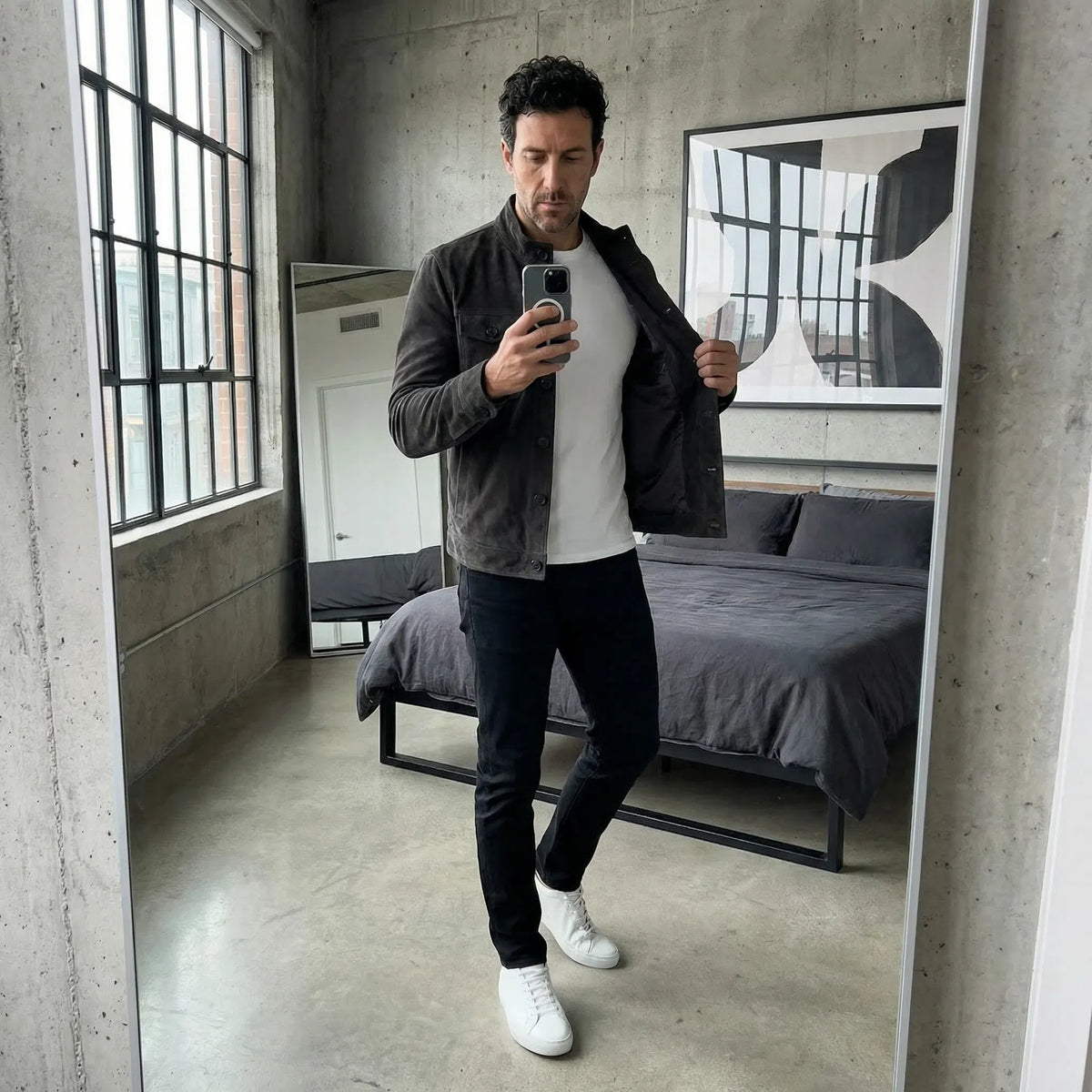 Classic Suede Pocket Jacket for Men | Casual Wear | Versatile Design