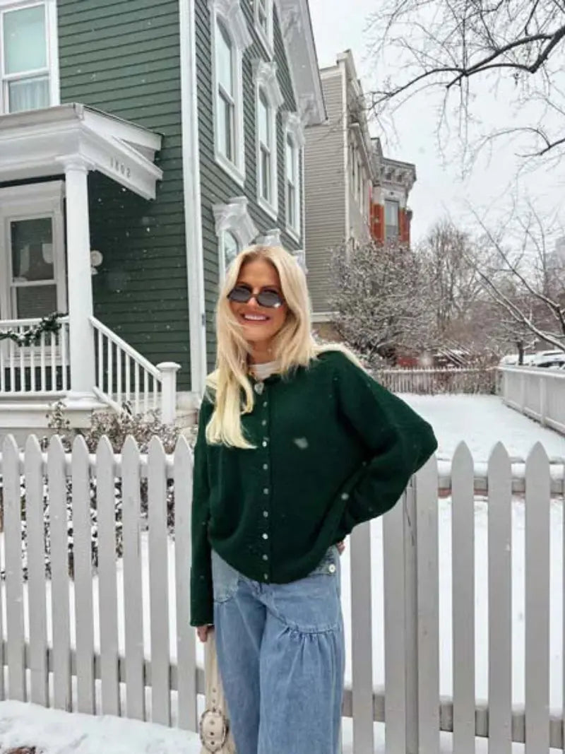 Fuzzy Knit Cardigan – Casual Wear, Cozy Layering