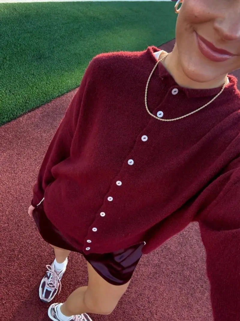 Fuzzy Knit Cardigan – Casual Wear, Cozy Layering