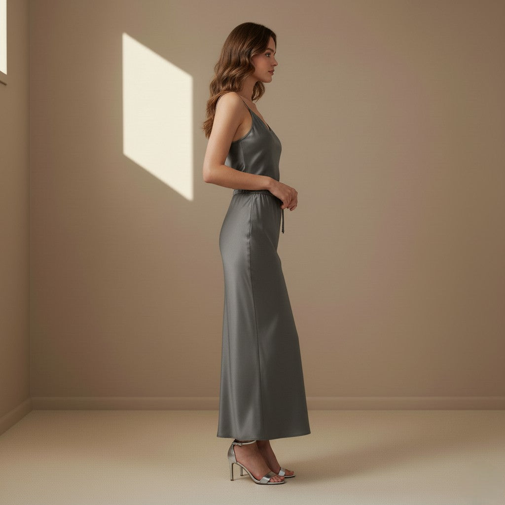 Grey Satin Skirt