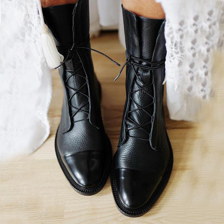 Lace-Up Ankle Boots in Elegant Lace Design for Casual and Formal Wear