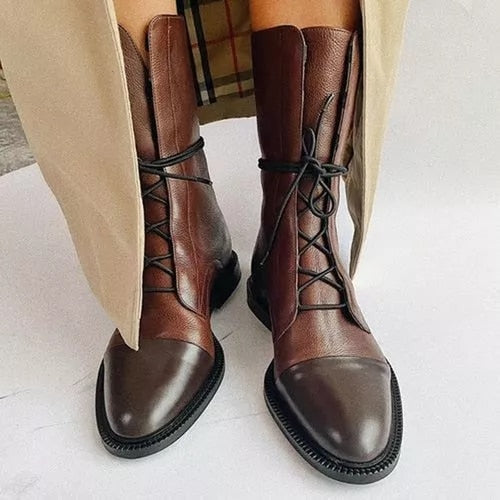 Lace-Up Ankle Boots in Elegant Lace Design for Casual and Formal Wear