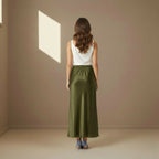 Khaki Satin Skirt