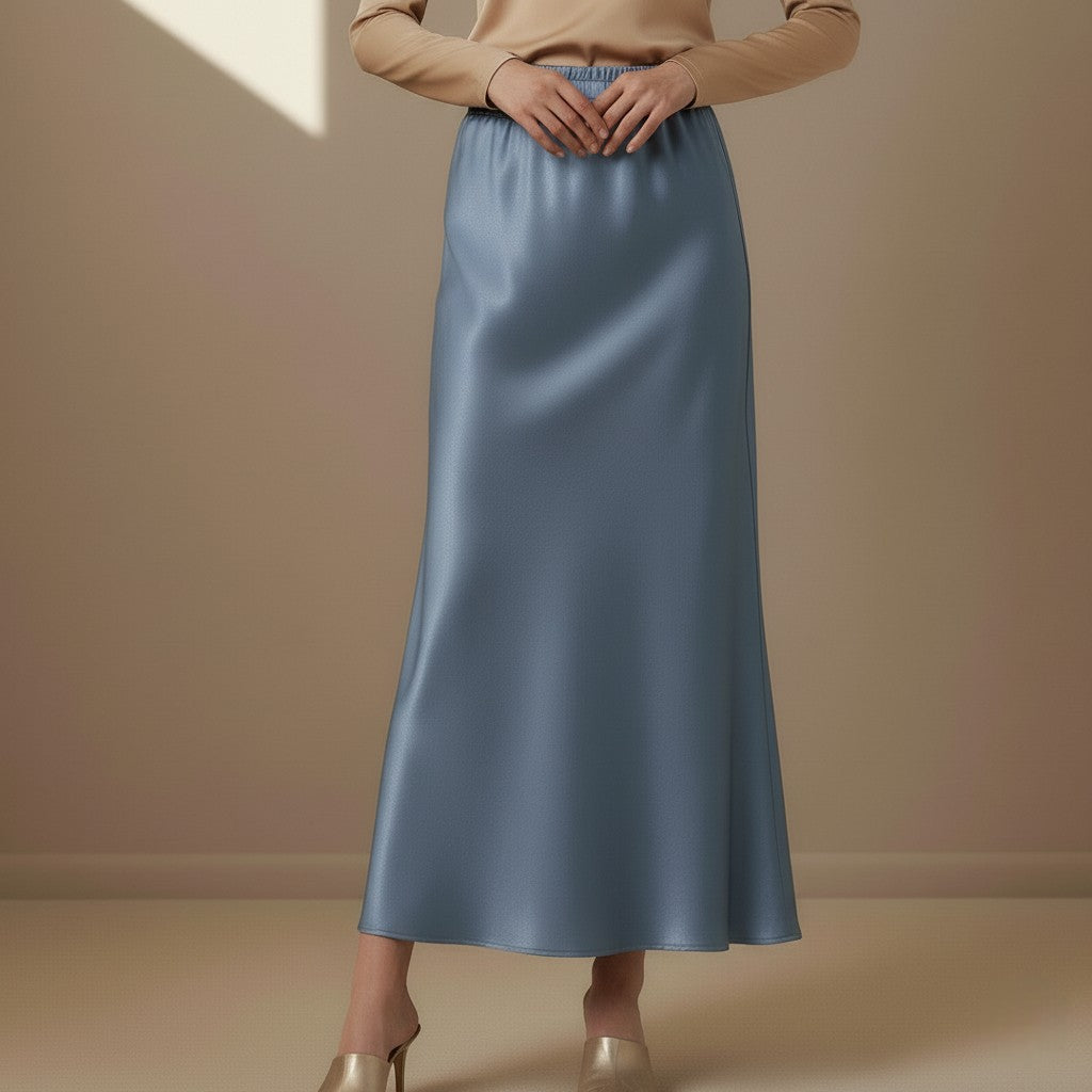 Light Blue Satin Skirt