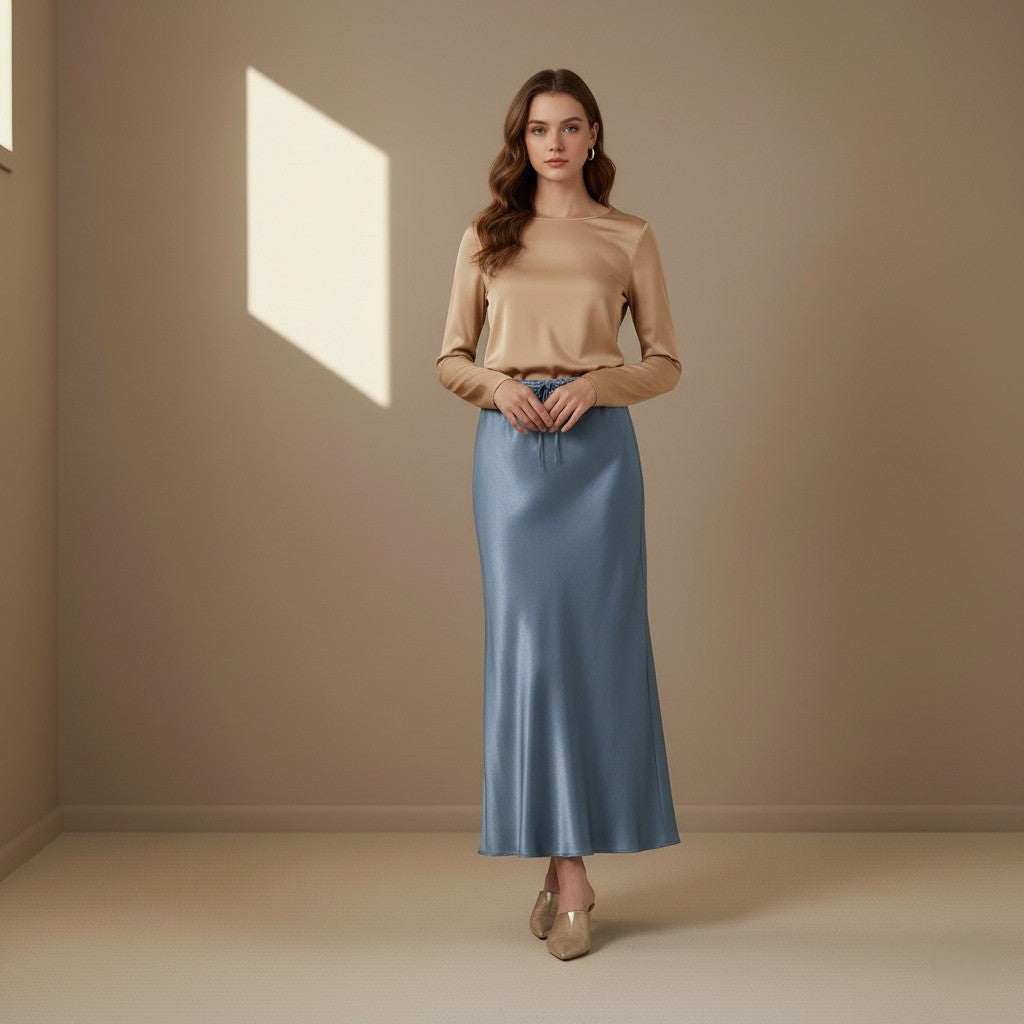Light Blue Satin Skirt