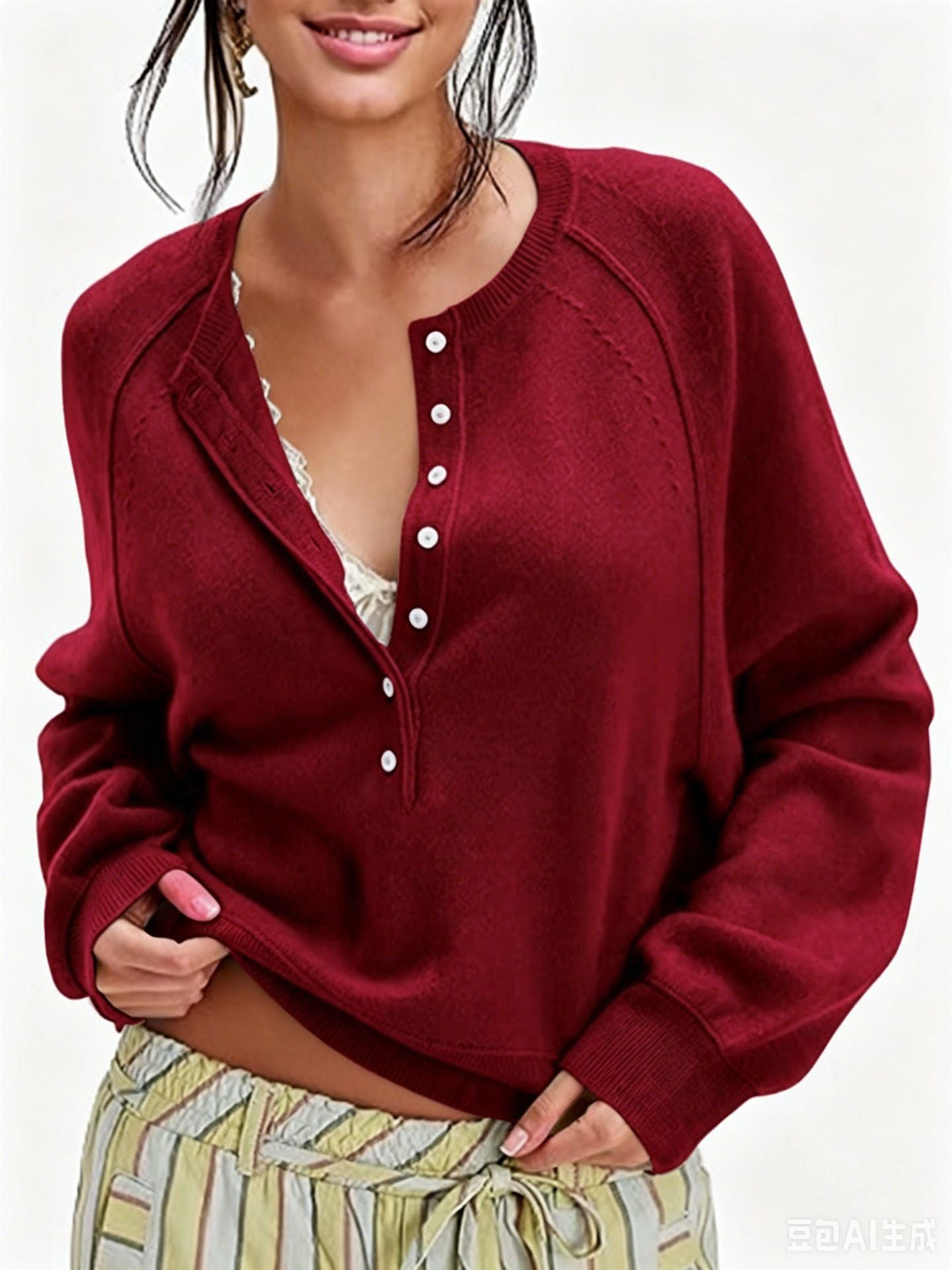 Women's Casual Round Neck Sweater Top – Autumn/Winter Fashion, Everyday Wear