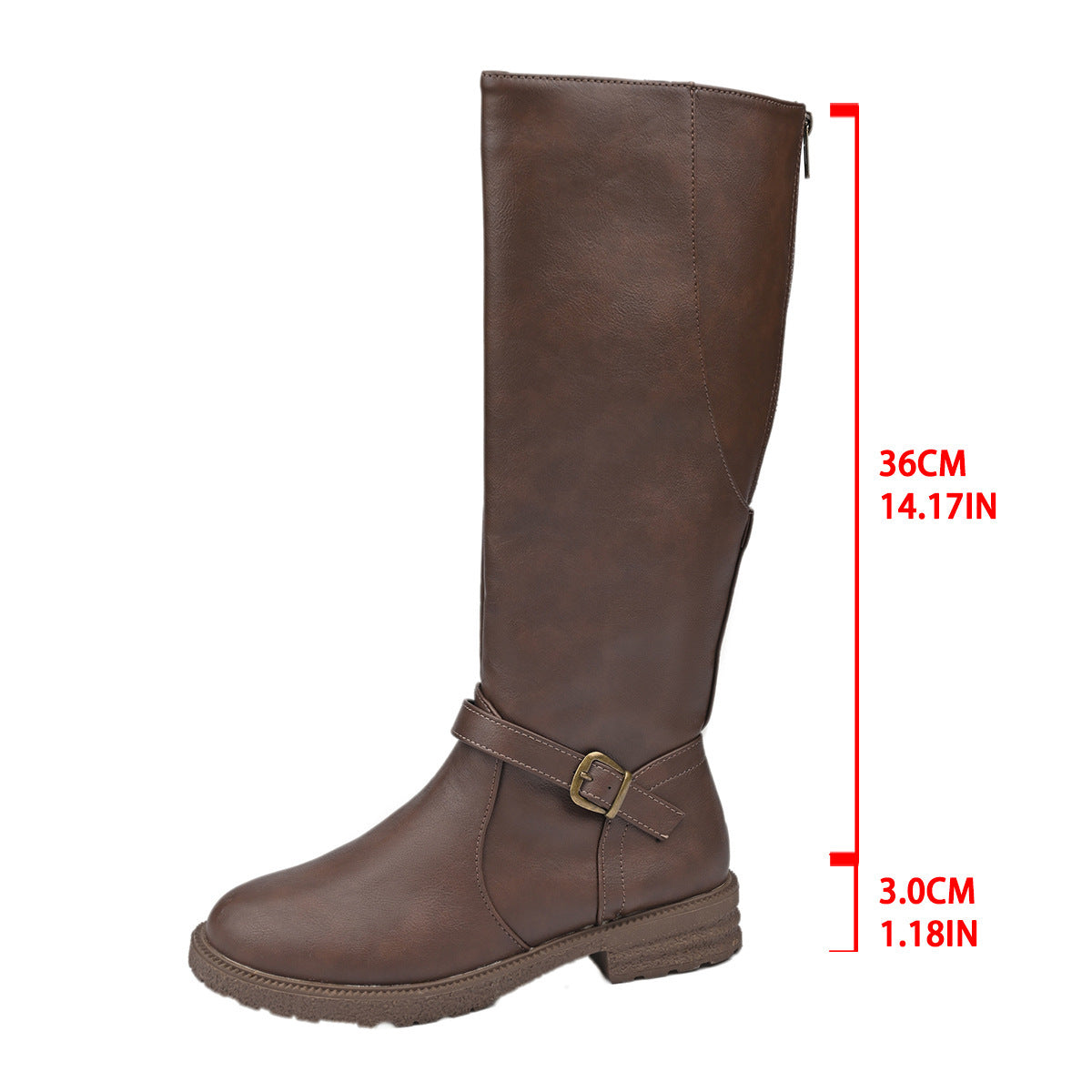 Retro High Knight Boots Large Size Side Zipper – Casual, Everyday Wear