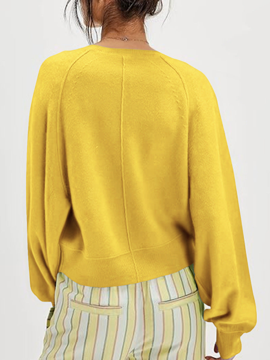 Women's Casual Round Neck Sweater Top – Autumn/Winter Fashion, Everyday Wear