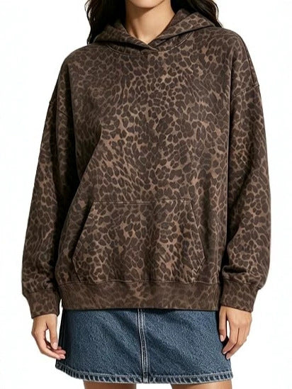 Leopard Print Hooded Sweatshirt | Women's Casual Pullover for Everyday Wear