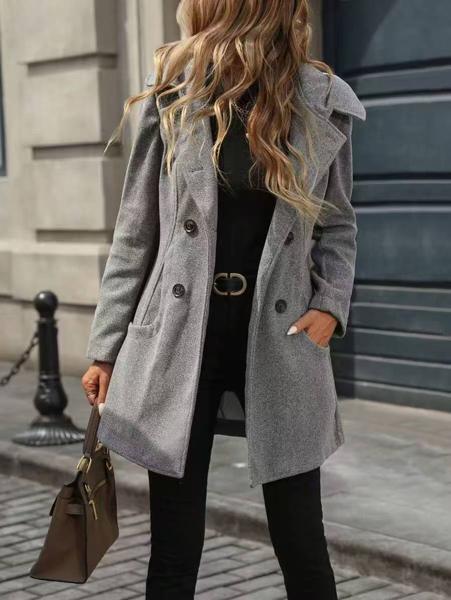 Woolen Hooded Mid-Length Winter Coat for Women - Warm Cross-Border Outwear