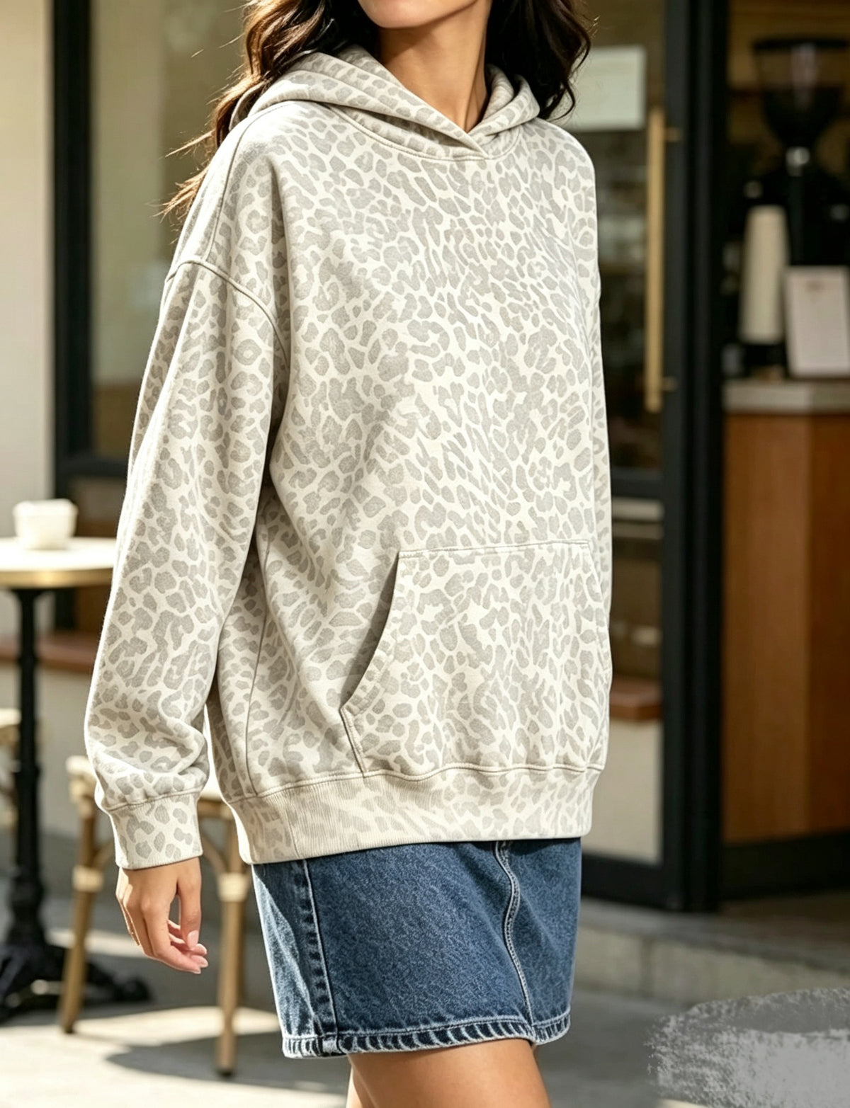 Leopard Print Hooded Sweatshirt | Women's Casual Pullover for Everyday Wear