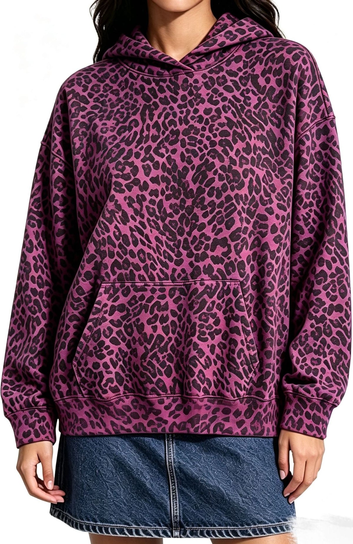 Leopard Print Hooded Sweatshirt | Women's Casual Pullover for Everyday Wear