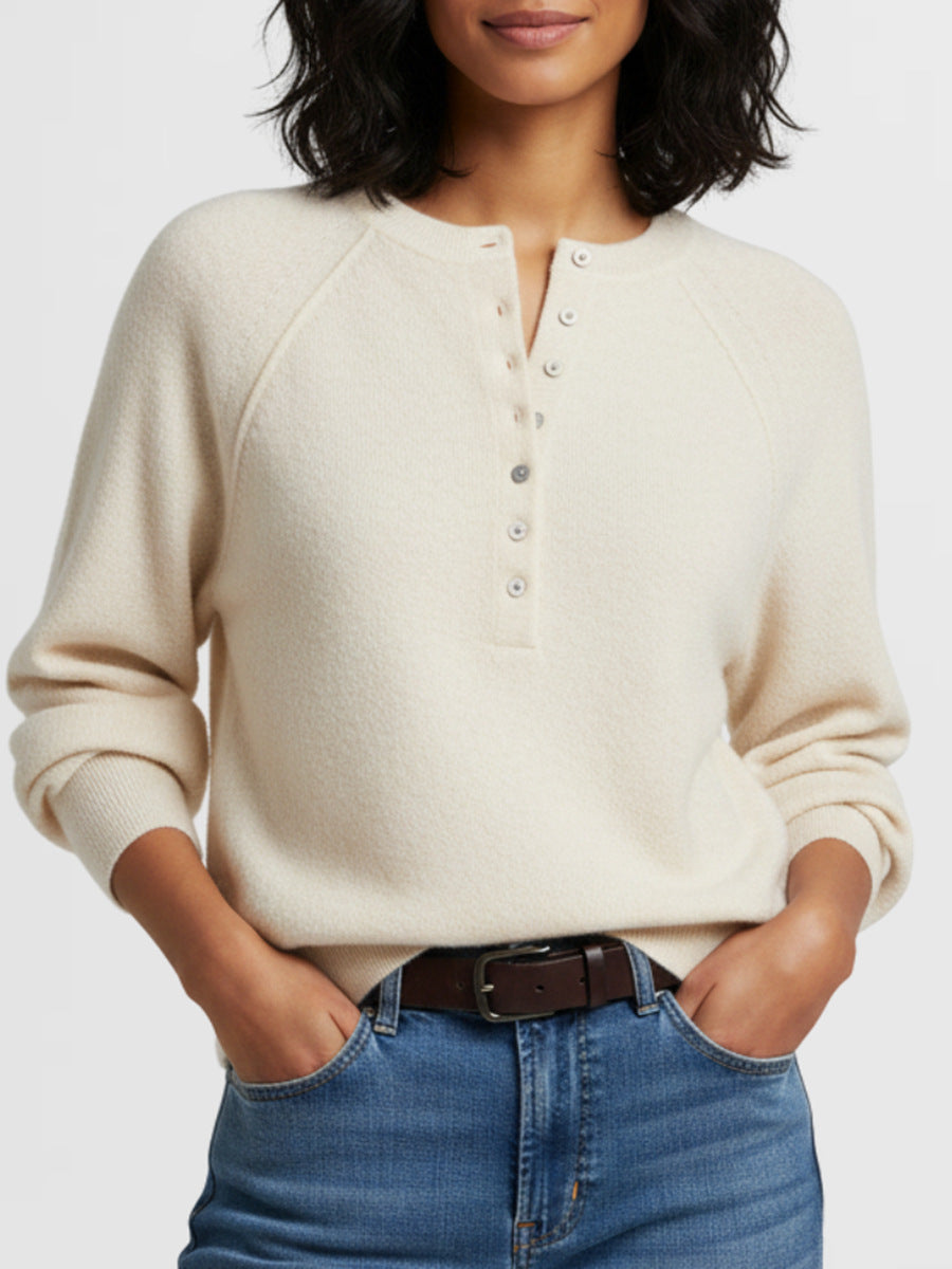 Women's Casual Round Neck Sweater Top – Autumn/Winter Fashion, Everyday Wear