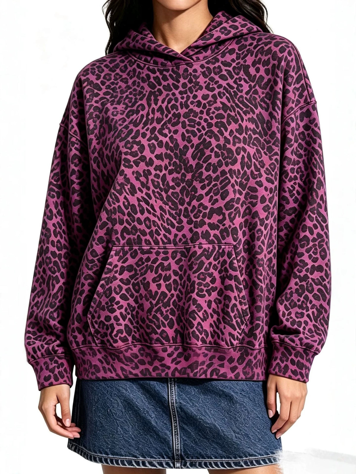 Leopard Print Hooded Sweatshirt | Women's Casual Pullover for Everyday Wear