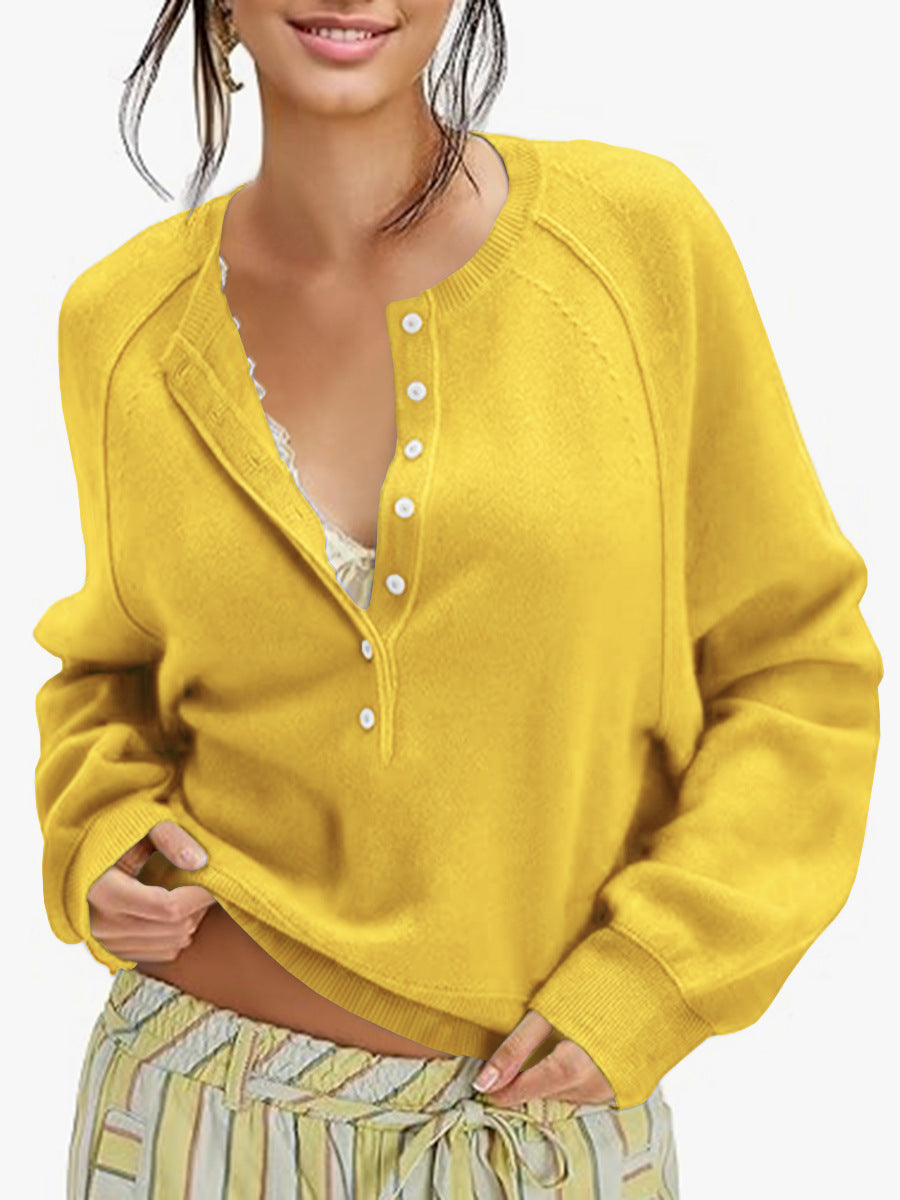 Women's Casual Round Neck Sweater Top – Autumn/Winter Fashion, Everyday Wear