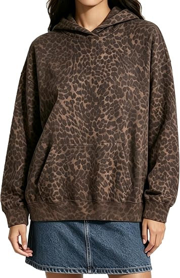 Leopard Print Hooded Sweatshirt | Women's Casual Pullover for Everyday Wear