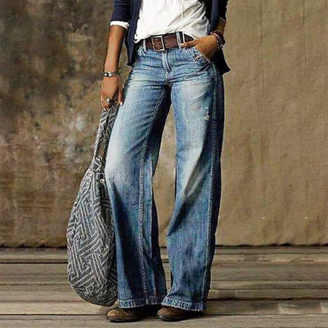 Wide-Leg Vintage Jeans for Women | Classic Denim Trousers for Casual Wear