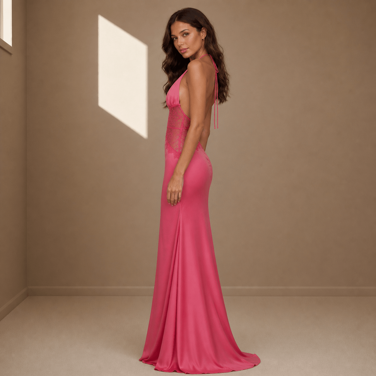 Pink satin dress