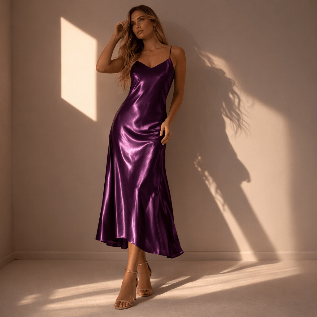 Purple satin nightdress
