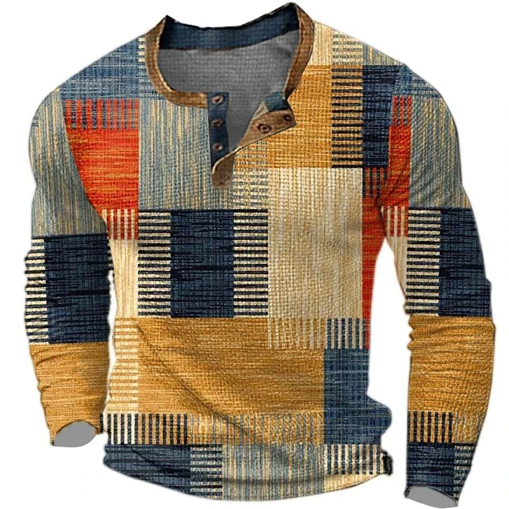 Multicolor Long Sleeve Shirt for Men | Casual Cotton Blend Top