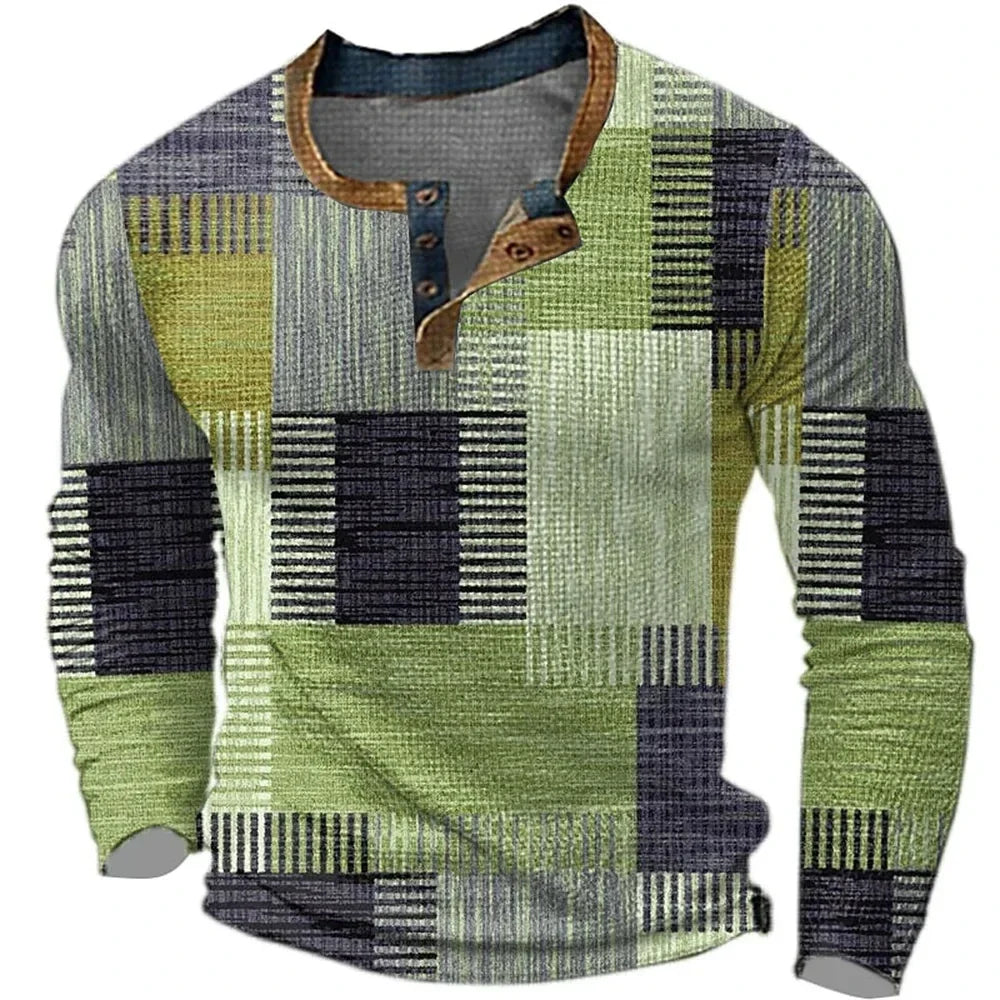 Multicolor Long Sleeve Shirt for Men | Casual Cotton Blend Top