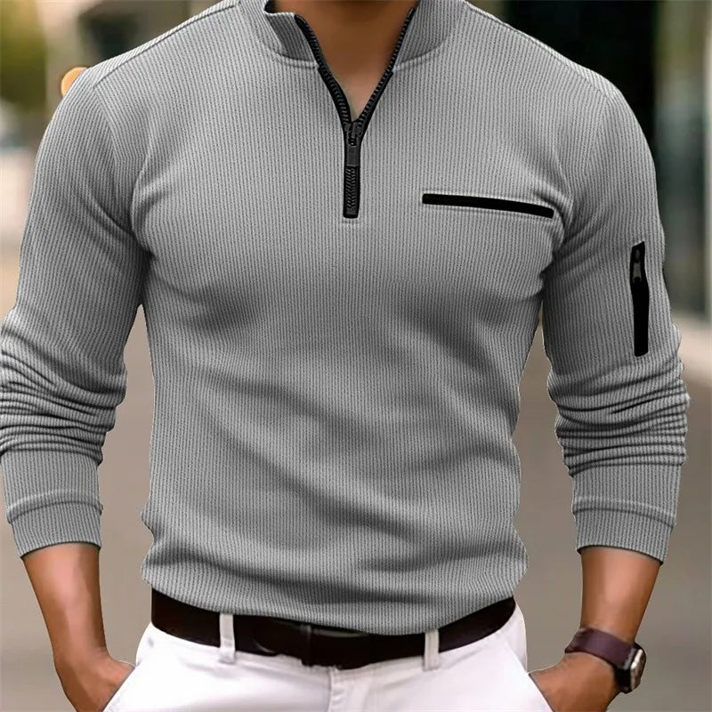Classic Quarter Zip Sweater for Men - Soft Knit Fabric, Casual Style