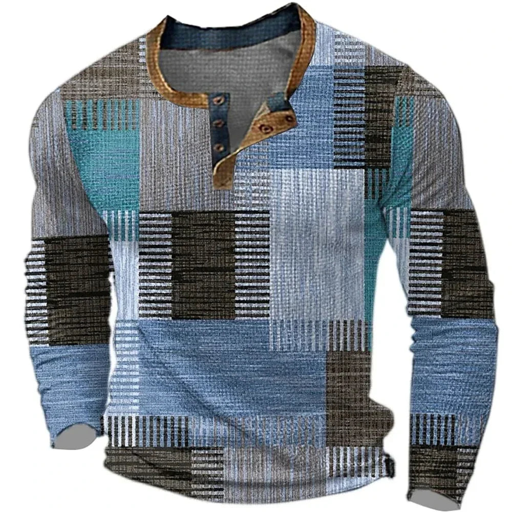 Multicolor Long Sleeve Shirt for Men | Casual Cotton Blend Top