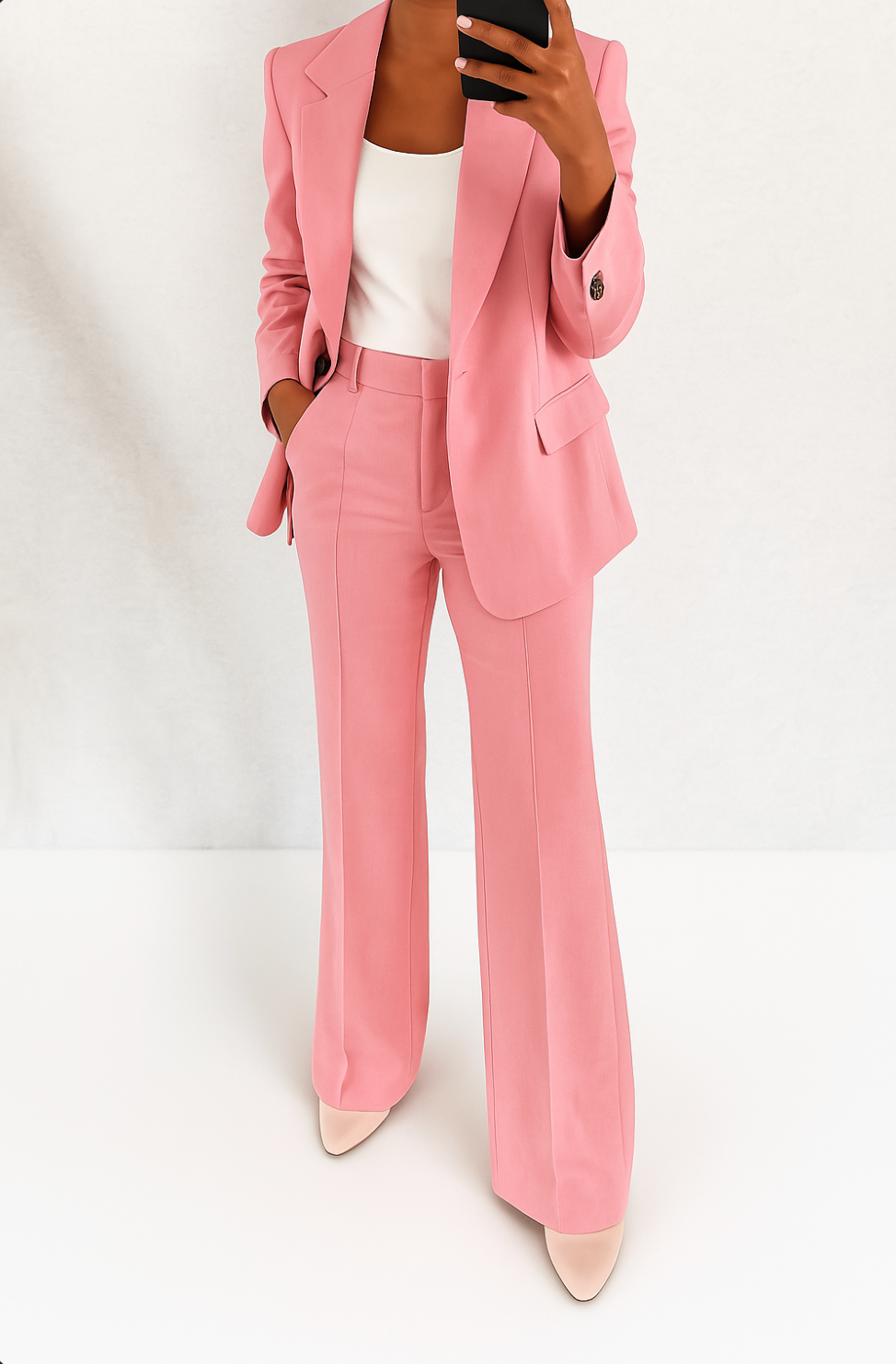 Chic Two-Piece Blazer and Trouser Set | Stylish Office Wear | Modern Fit