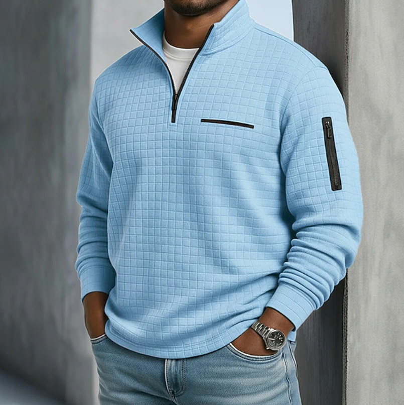 Casual Long Sleeve Waffle Shirt for Everyday Wear in Soft Cotton Blend