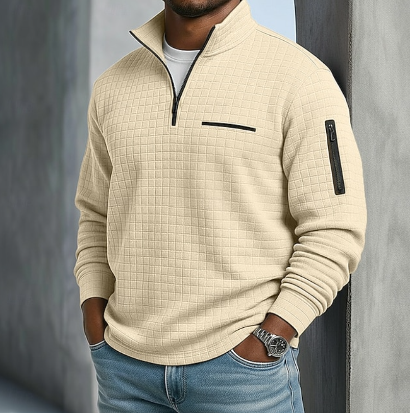Casual Long Sleeve Waffle Shirt for Everyday Wear in Soft Cotton Blend