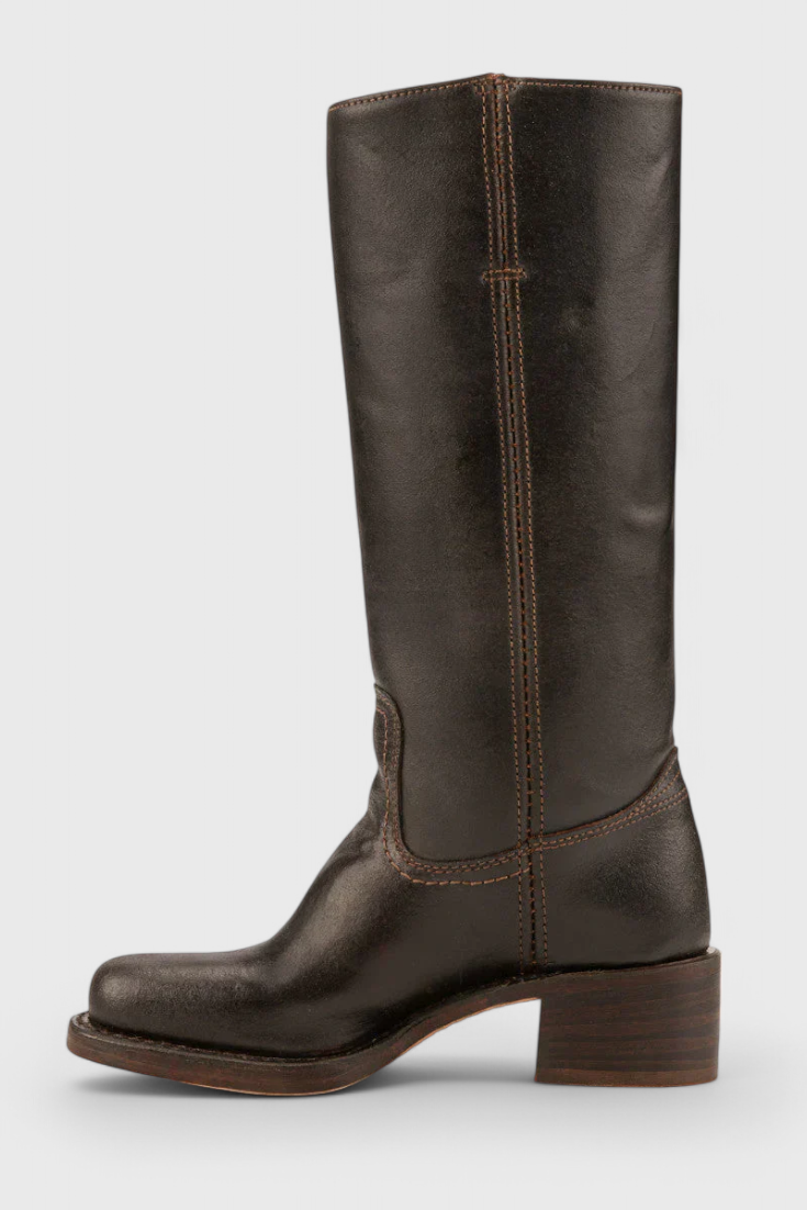 Knee-High Heeled Boots in Paisley Print | Classic Style for Everyday Wear