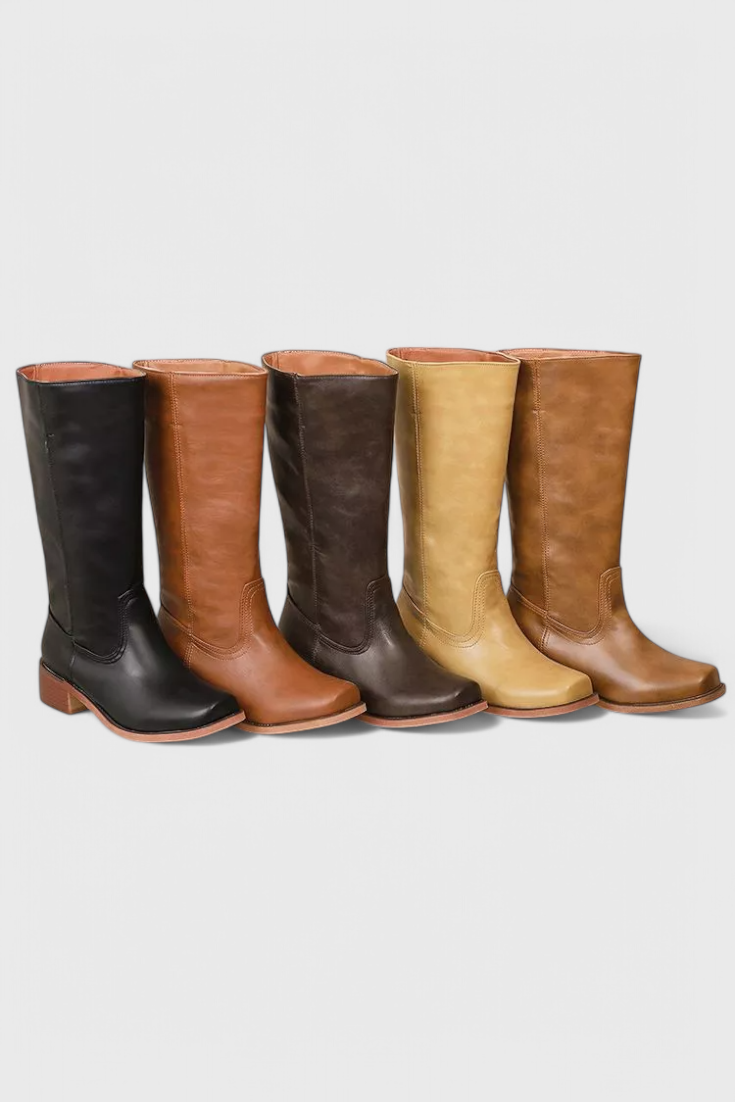 Knee-High Heeled Boots in Paisley Print | Classic Style for Everyday Wear