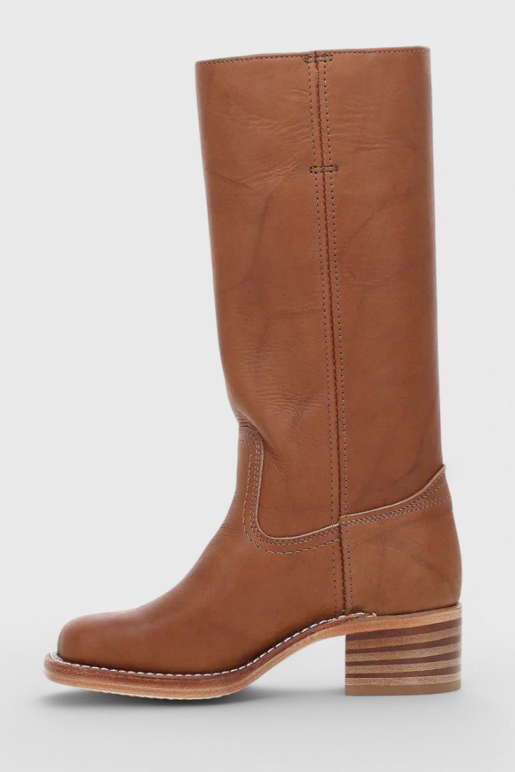 Knee-High Heeled Boots in Paisley Print | Classic Style for Everyday Wear