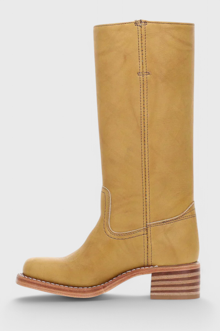 Knee-High Heeled Boots in Paisley Print | Classic Style for Everyday Wear