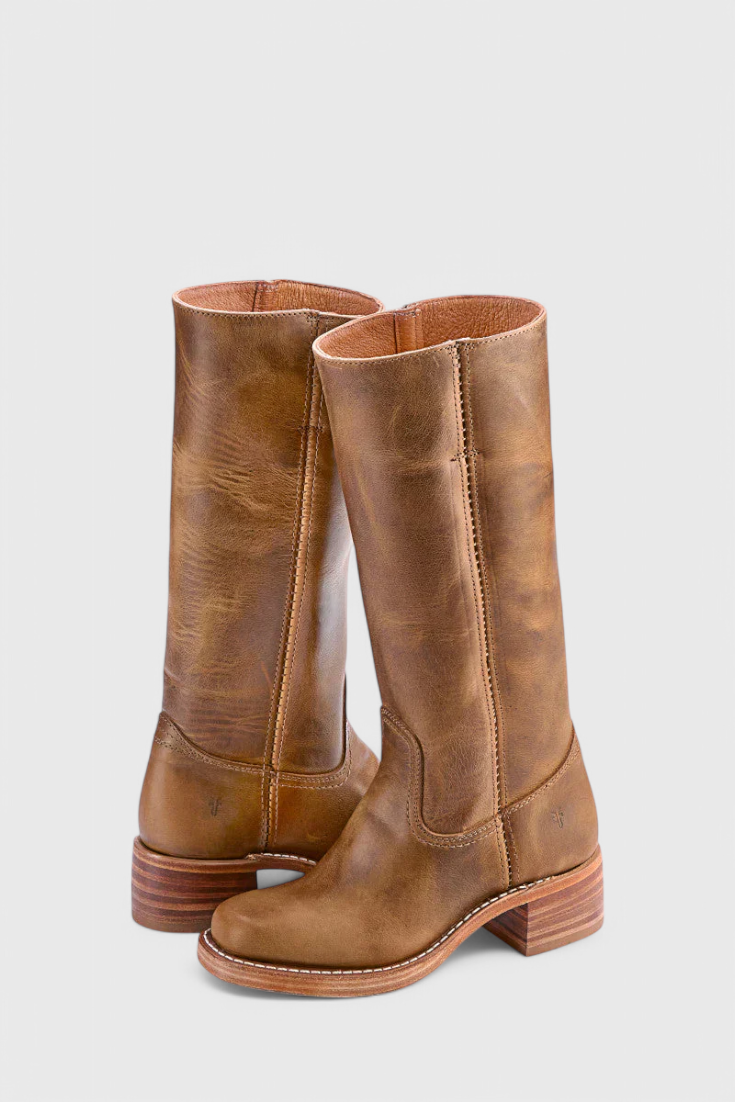 Knee-High Heeled Boots in Paisley Print | Classic Style for Everyday Wear
