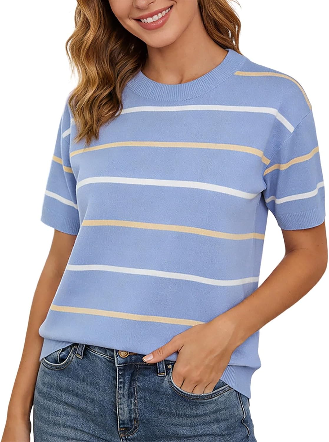 Striped Women's T-Shirt, Comfortable and Short-Sleeved – Summer, Casual Fashion