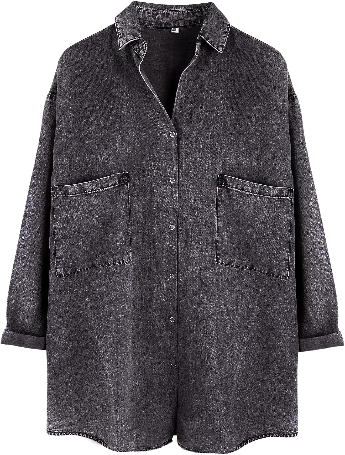 Tencel Button Down Shirt for Women, Chambray Blue, 3/4 Sleeve – Casual, Office