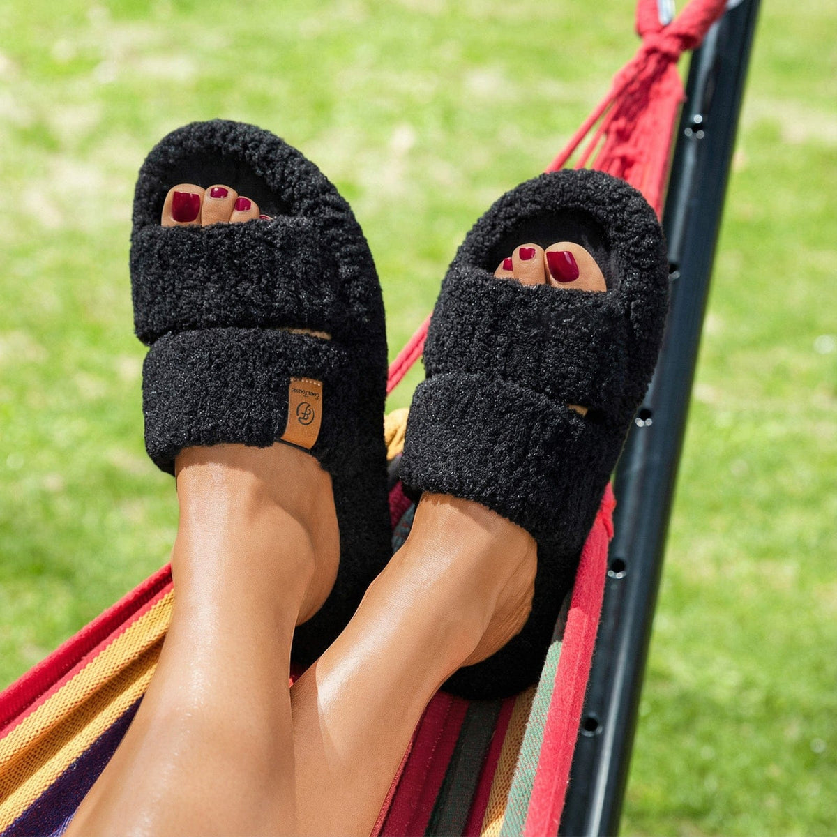 Womens Fuzzy Open-Toe Slippers – Cozy Home, Relaxation