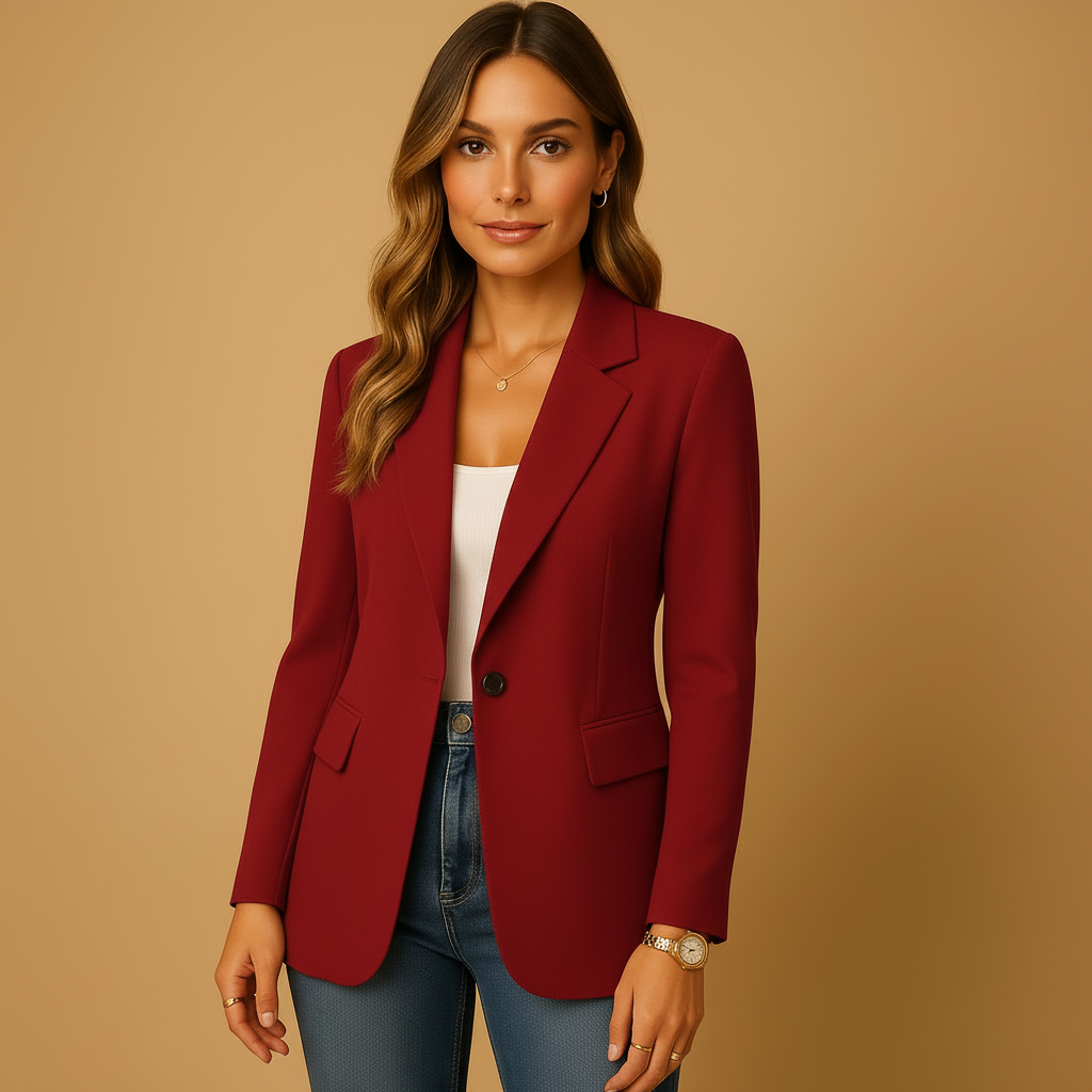 Fitted Tailored Blazer in Soft Fabric for Professional and Casual Wear