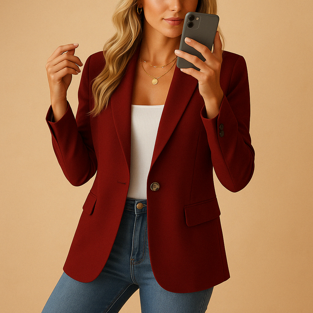 Fitted Tailored Blazer in Soft Fabric for Professional and Casual Wear