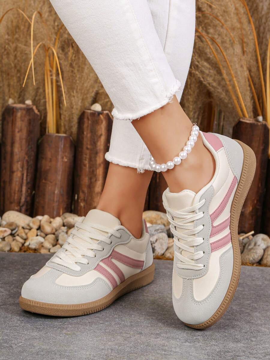 Women's Flat Fashion Sports Shoes, Lace-Up Mesh Tennis – Casual, Streetwear