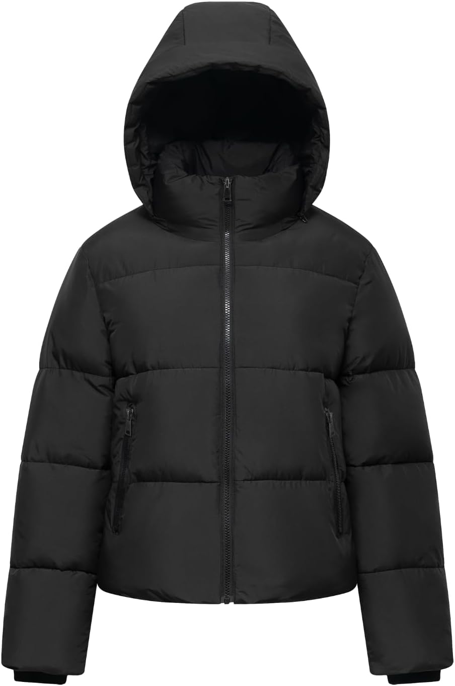 Women's Short Down Jacket, Warm Winter Coat with Removable Hood – Casual, Outdoor