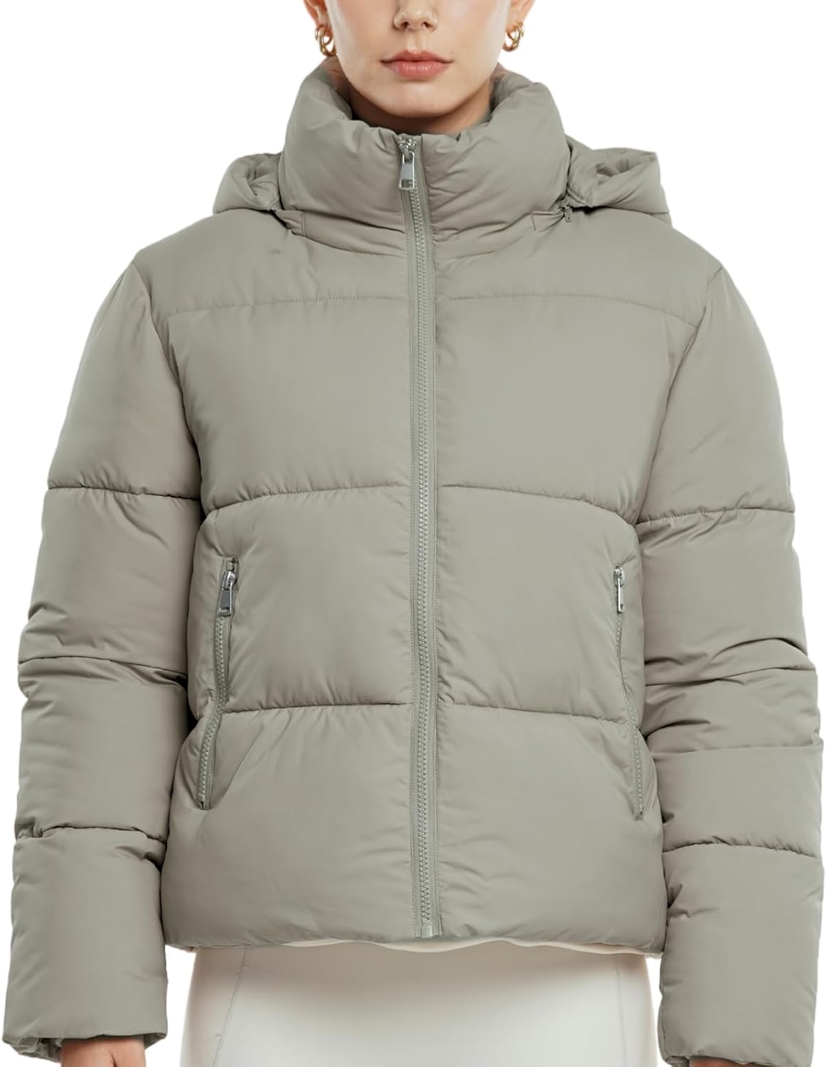 Women's Short Down Jacket, Warm Winter Coat with Removable Hood – Casual, Outdoor